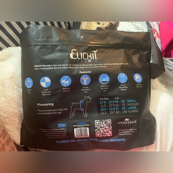 Large Sleepypod Safety ClickIt Terrain 3 Point Safety Harness Bundle- Blue - Picture 12 of 14